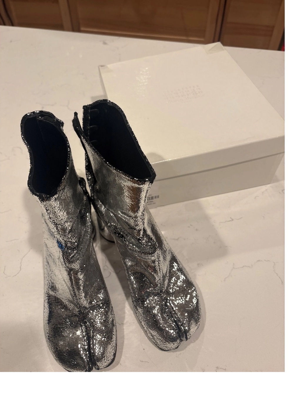 Margiela leather silver crackle tabi boots size 39 - Picture 2 of 13